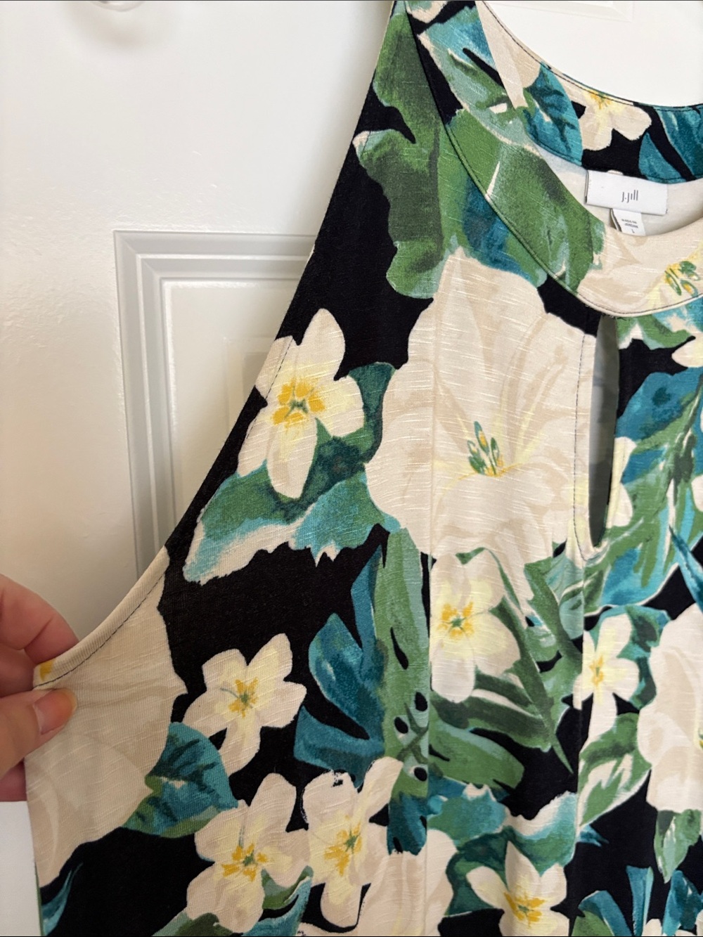 J. Jill Black Maxi Dress with Cream & Green Floral Print - Picture 3 of 7
